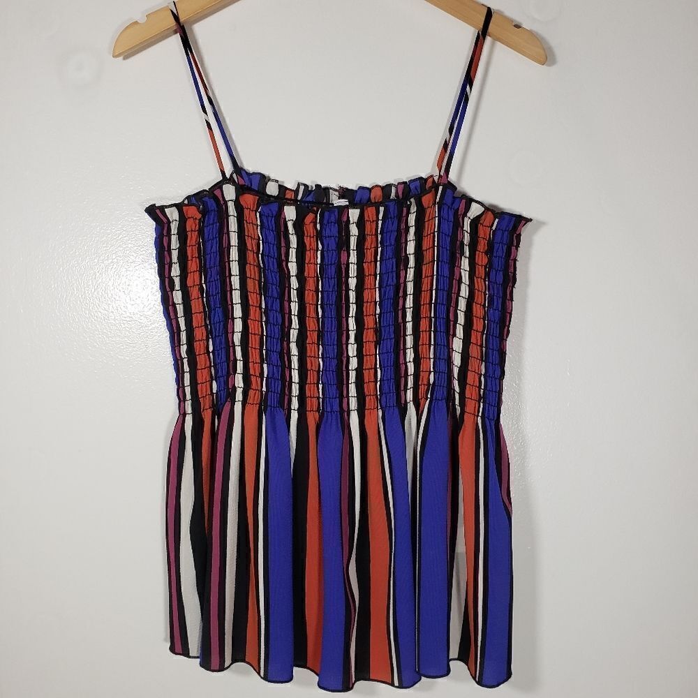 Haute Fox Striped Sleeveless Peplum Blouse Size 1XL